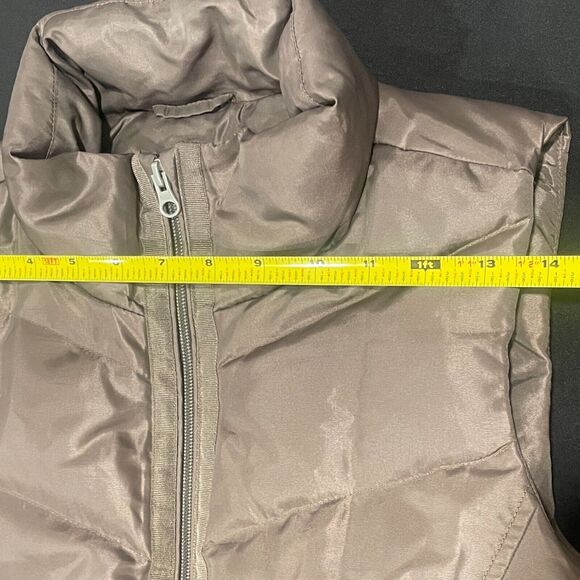 ~~ Lands End Down/Feathers Puffer Vest Sm Womens Zip Up Dark Brown Snap Pockets~ - Picture 8 of 16